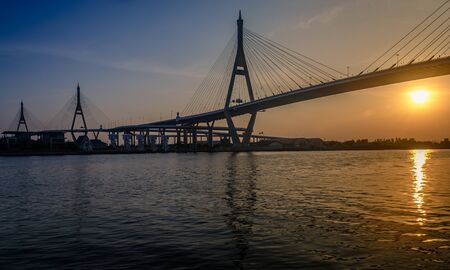 Evening time of Bhumibol bridgeのeditorial素材