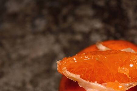 Closeup fresh and healthy orange fruit blurred background, organic diet fruit.の写真素材