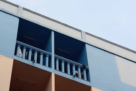 classic blue color tone building in Chiangmai, Thailandの写真素材