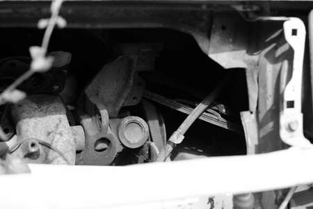 Chiang Mai, Thailand - September 5, 2020. Dirty and wreck cars  at the car cemetery.の写真素材