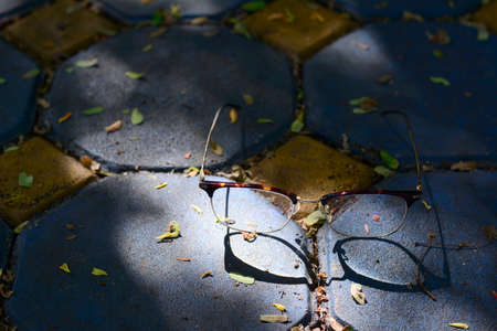 Eyeglasses on natural background. Lifestyle concept.