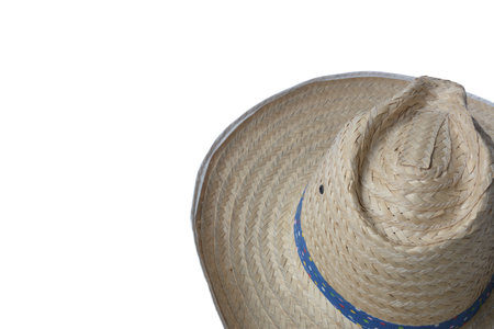 Handmade woven hat bamboo isolated on white background.
