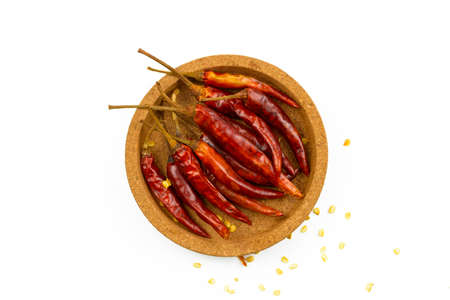 Dried red chili isolated on white background.