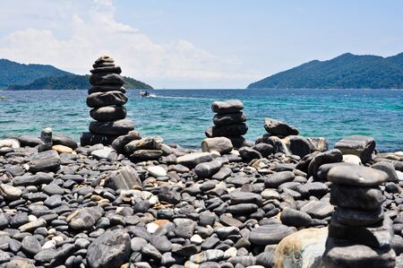 Beautiful stone beach Ko Hin Ngamの写真素材