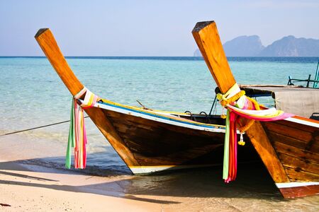Two local fishing boat on Kradan island ,in Thailand