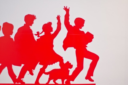 The red abstract people have funの写真素材