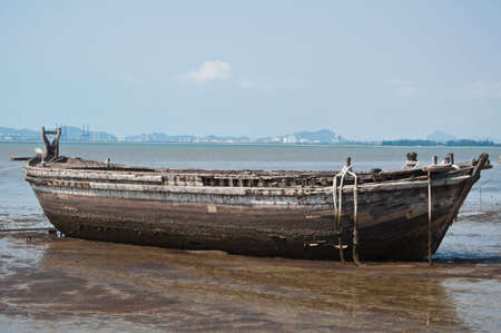 Remains of the large ships on the coastの写真素材