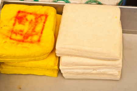 White and yellow Tofuの写真素材