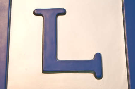  L   wording  in blue colorの写真素材