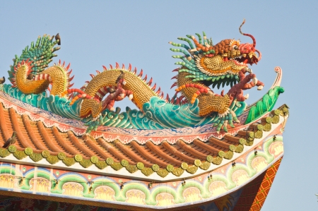 China roof in the temple, Thailandの写真素材