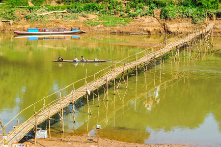 Wooden bridge in Laung prabang,Loasの写真素材