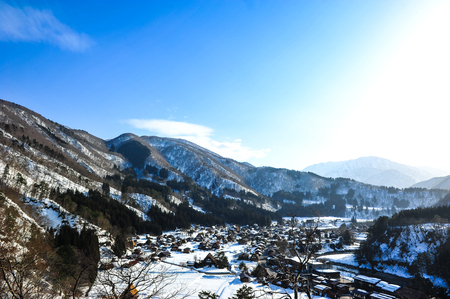 Traditional village of Shirakawa Go village in winter, Japanのeditorial素材