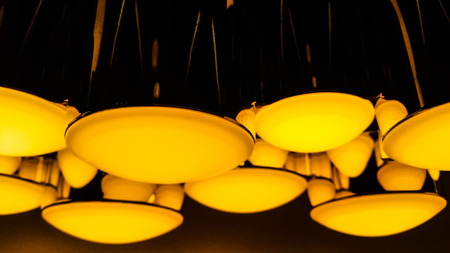 Orange lighting of cylinder lampの写真素材