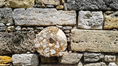 Round stone and block stone wallsの写真素材