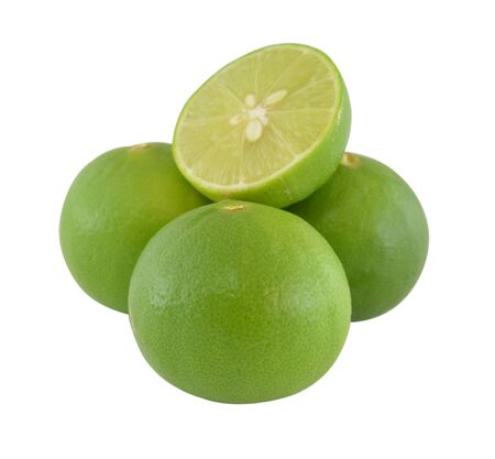 Lemon with slices isolated on whiteの写真素材