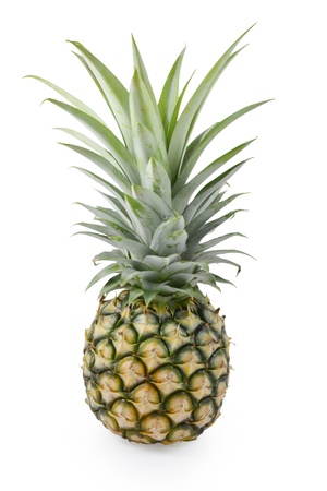 Fresh ripe pineapples isolated on white backgroundの写真素材