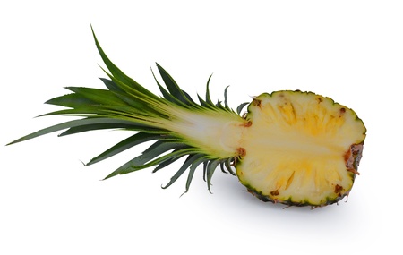 Pineapple slice isolated over white background の写真素材