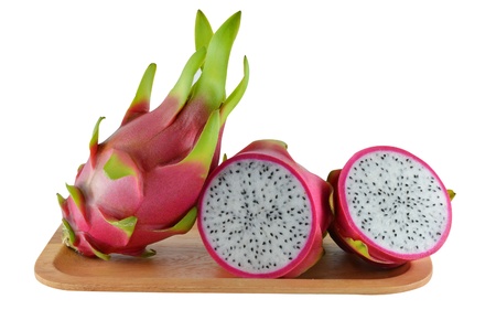 dragon fruit isolated on whiteの写真素材