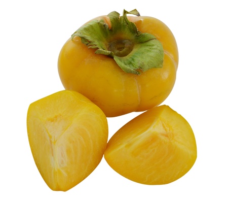 Persimmon fruits isolated on whiteの写真素材