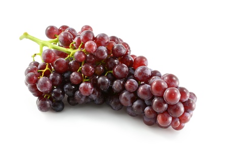 Red grape with water drops, closeup, isolated on white backgroundの写真素材