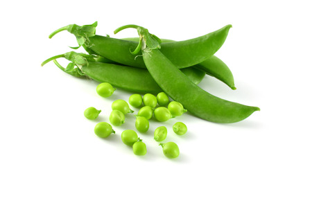 green beans on white backgroundの写真素材