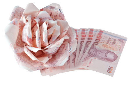 Thailand banknotes price of one hundred isolated on white background.の写真素材