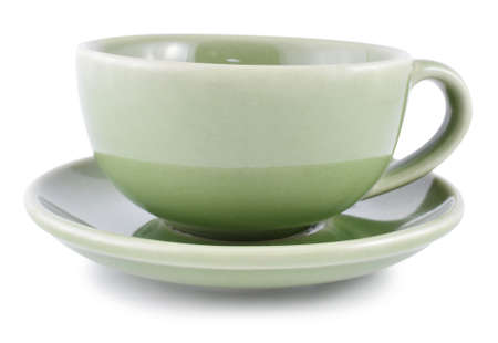 Cup and saucer on white backgroundの写真素材