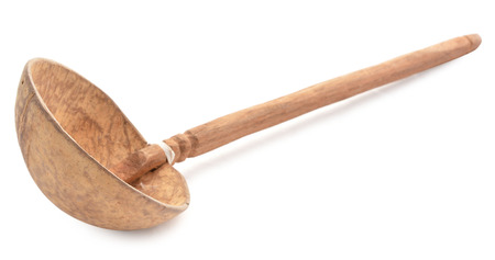 Coconut shell spoon on White .の写真素材