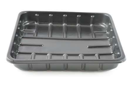 Black Plastic Storage Tray On White Backgroundの写真素材