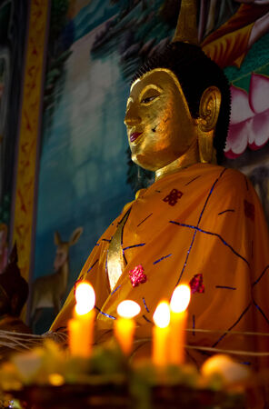 Buddha statue and candlelightのeditorial素材