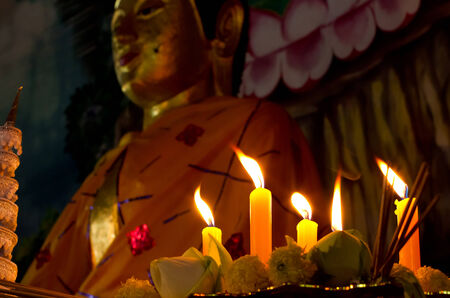 Buddha statue and candlelightのeditorial素材