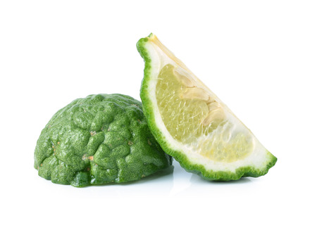 Bergamot[Kaffir lime] isolate on whit backgroundの写真素材