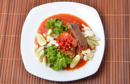 canned fish mix, Yum thai food styleの写真素材