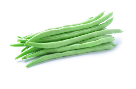 green beans on white backgroundの写真素材