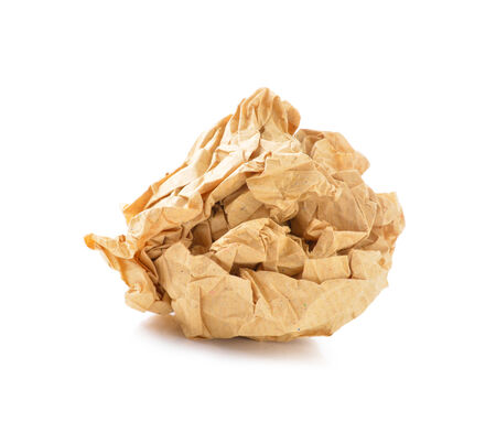 Crumpled paper on white backgroundの写真素材
