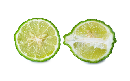 Bergamot[Kaffir lime] isolate on whit backgroundの写真素材