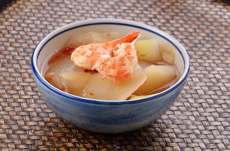 Thai Food,Spicy and Sour Soup with Shrimp and papayaの写真素材