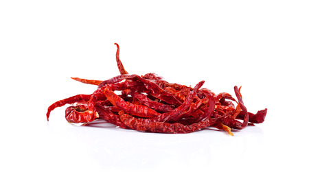 dried red chili pepper on white background
