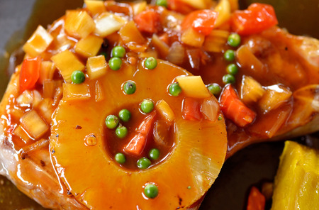 Pork Steak with Vegetables. Isolated on backgroundの写真素材