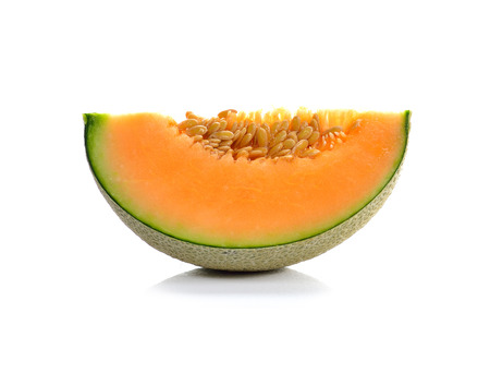 Ripe cantaloupe melon on white backgroundの写真素材