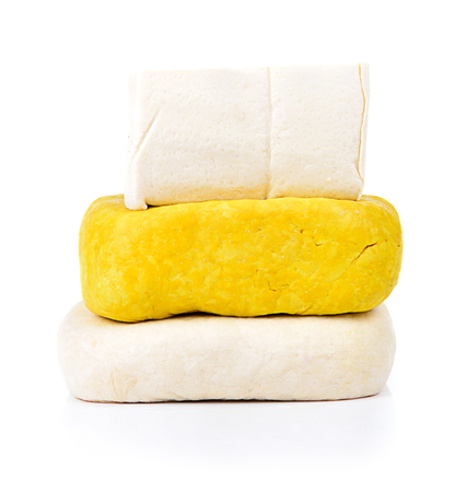 tofu cheese on white backgroundの写真素材