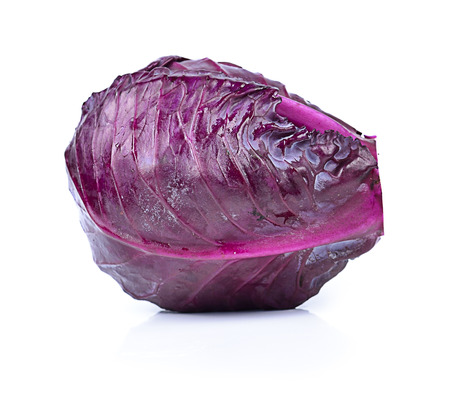 Purple cabbage isolated on white backgroundの写真素材
