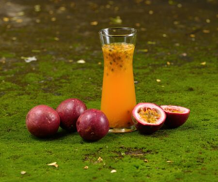 passion Fruit Juice isolated on backgroundの写真素材