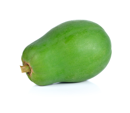 ripe papaya isolated on a white backgroundの写真素材