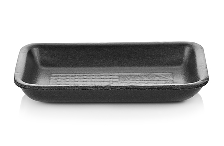 black foam food container isolated on white.の写真素材