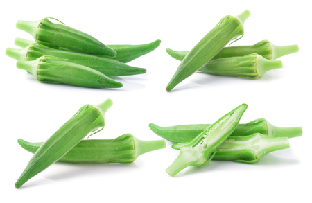 Okra isolated on white background.の写真素材