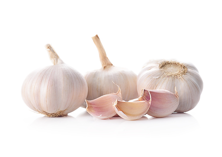 Garlic isolated on white backgroundの写真素材