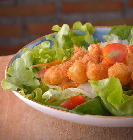Fried shrimp ball on white background.の写真素材