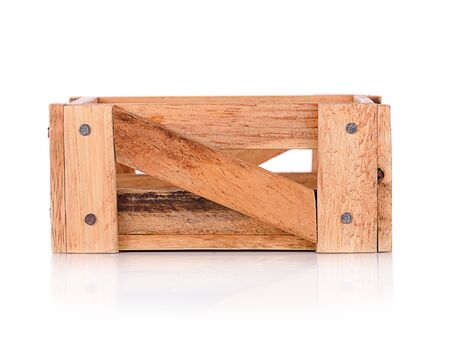 Wooden box isolated on white background.の写真素材