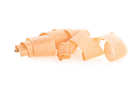 wood sawdust isolated on white backgroundの写真素材